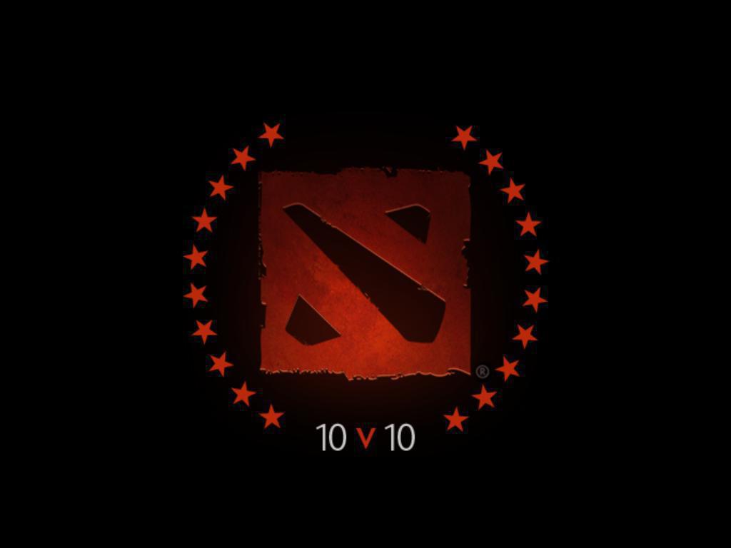 Официальный логотип режима Dota 10v10: эмблема Dota 2 в кольце из звёзд и надпись 10 v 10